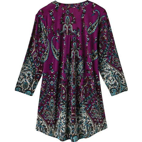 Pleated Paisley 3/4 Sleeve Printed Tunic | Signals