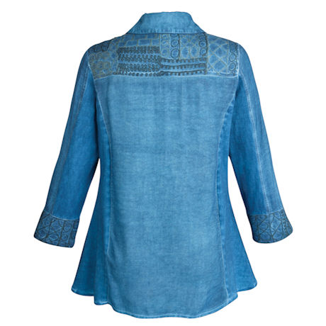 Perfectly Poetic Chambray Denim Button Down Tunic