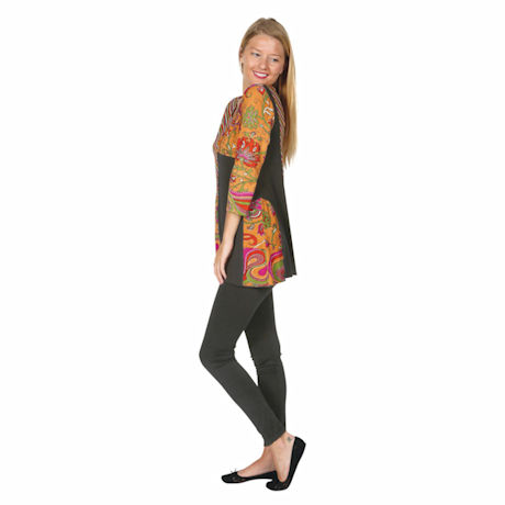 Bright City Lights Long Patchwork Tunic Top
