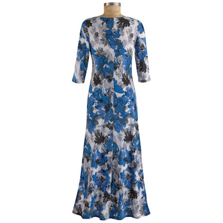 Product image for Watercolor Floral ¾-Sleeve Maxi Dress