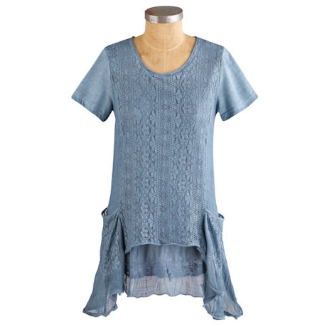 Crochet Embroidered Lace Pockets Tunic