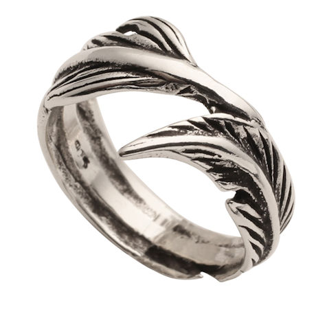 Oxidized Sterling Feather Wrap Ring