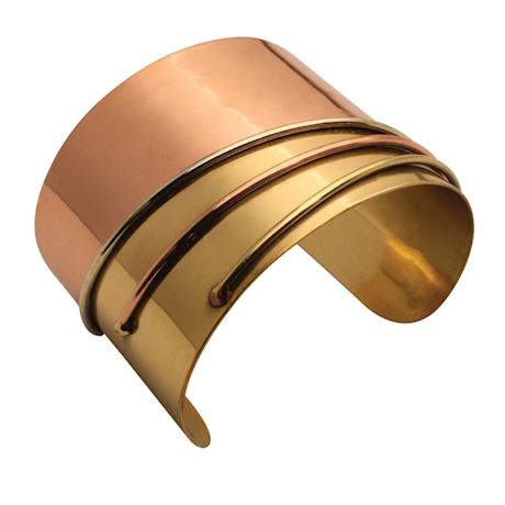 Two-Tone Polished Cuff Bracelet - Asymmetrical