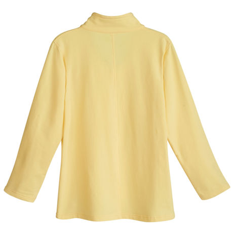 5-Button High-Neck Knit Tunic - Long Sleeve