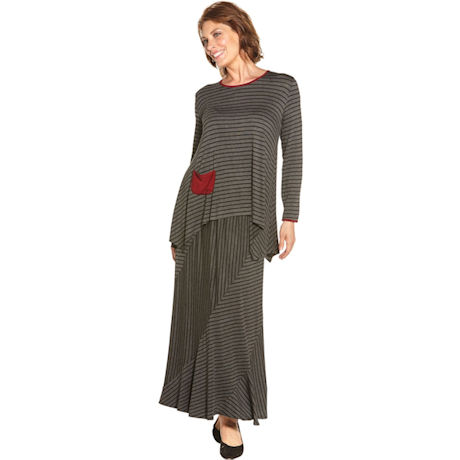 Charcoal Stripe Maxi Skirt