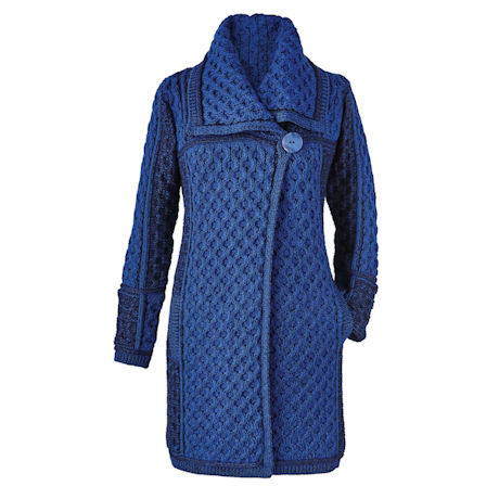 Product image for Irish Wool Cable-Knit Sweater Coat