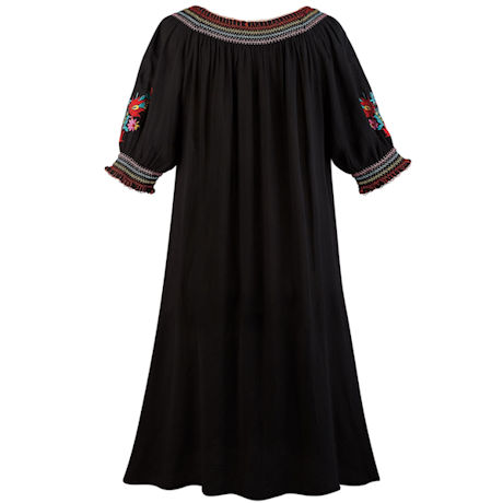 Colorful Embroidered Gauze Peasant Dress