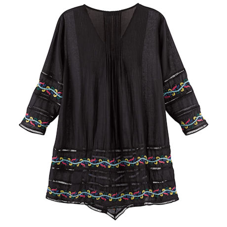 Hand Embroidered Midnight Long Tunic