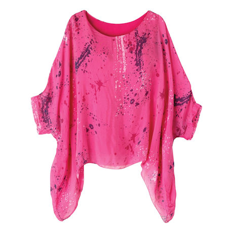 Splattered Pink Silk Popover