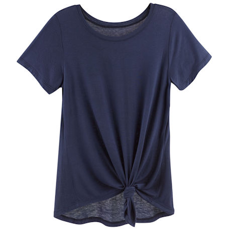 Soft-Spun Knit Tunic T-shirt With A Twist