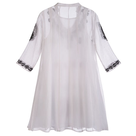 Organza Tunic With Paisley Embroidery