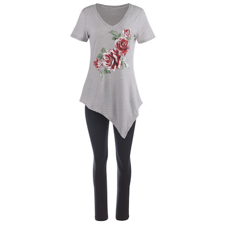 Kendall V-Neck Top With Rose Applique