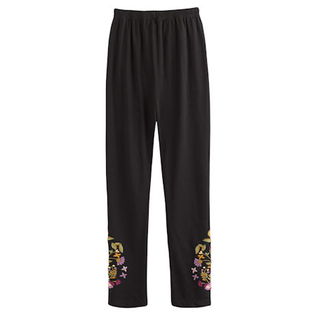 Floral Embroidered Comfort-Fit Leggings