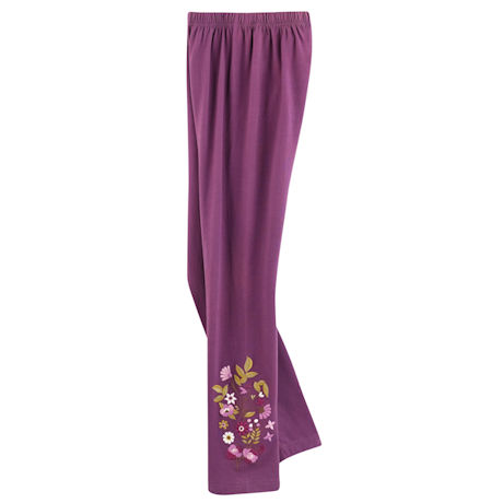 Floral Embroidered Comfort-Fit Leggings