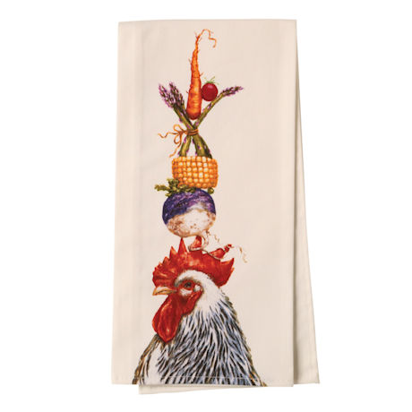 Country Critters In Hats Tea Towels - Chicken