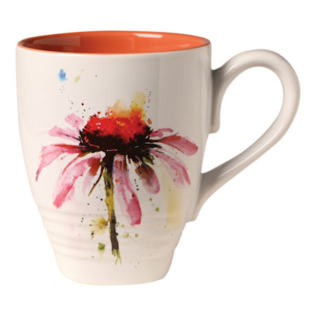 Floral Watercolor Ceramic Stoneware Mugs