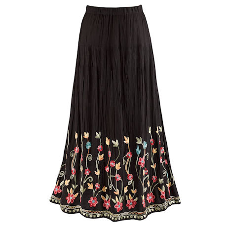 Embroidered Flowering Vines Skirt