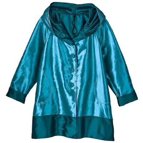 Reversible Aqua Hooded Rain Jacket