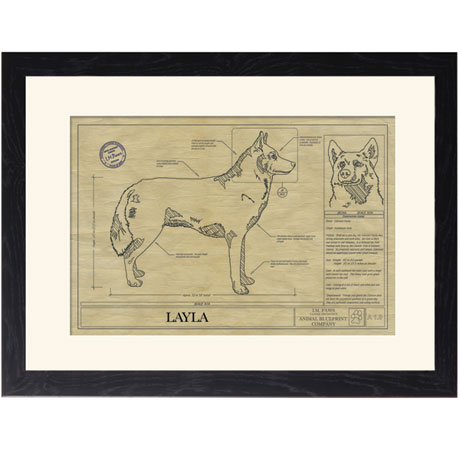 Personalized Framed Dog Breed Architectural Renderings - Siberian Husky
