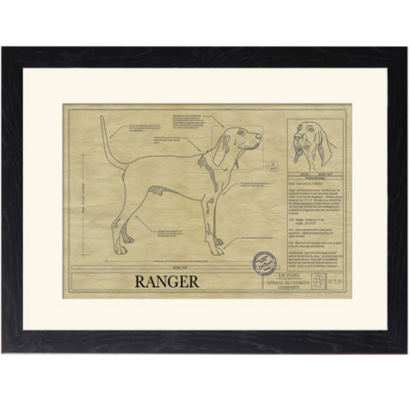 Personalized Framed Dog Breed Architectural Renderings - Black and Tan Coonhound