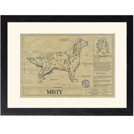 Personalized Framed Dog Breed Architectural Renderings - English Setter