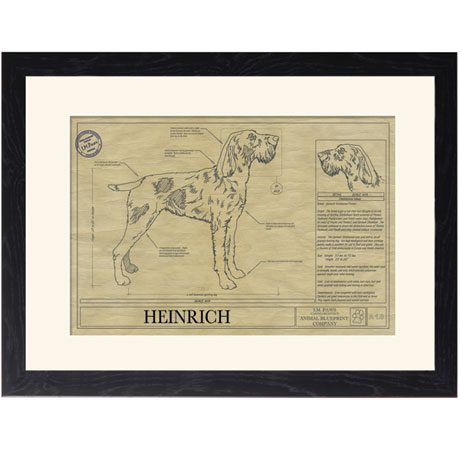 Personalized Framed Dog Breed Architectural Renderings - German Wirehaired Pointer