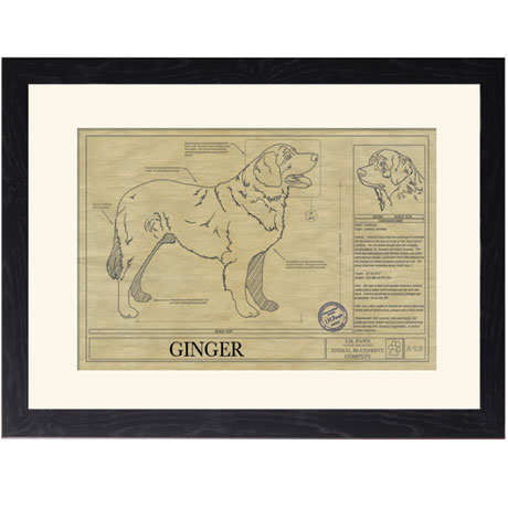 Personalized Framed Dog Breed Architectural Renderings - Leonberger