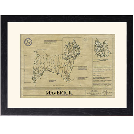 Personalized Framed Dog Breed Architectural Renderings -Silky Terrier