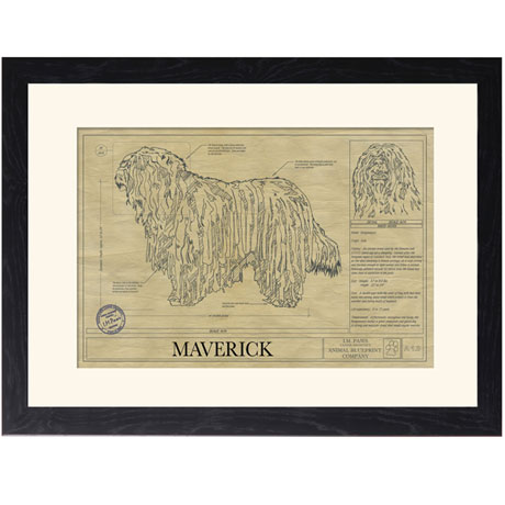 Product image for Personalized Framed Dog Breed Architectural Renderings -Bergamasco