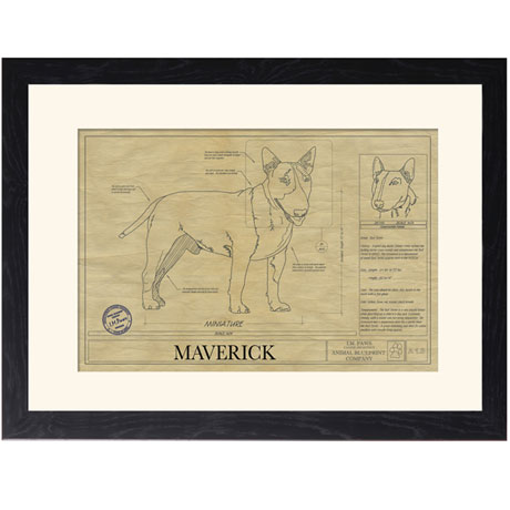 Personalized Framed Dog Breed Architectural Renderings -Miniature Bull Terrier