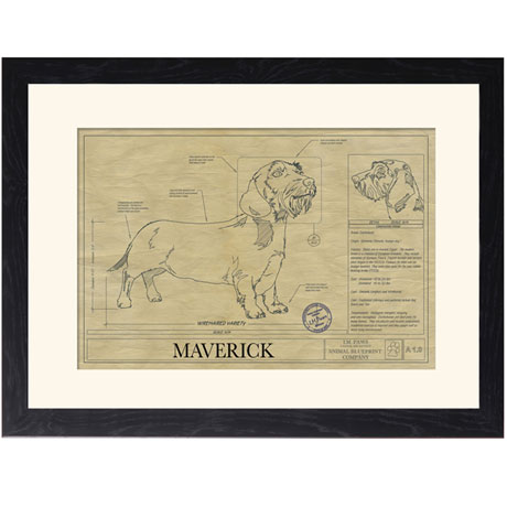 Personalized Framed Dog Breed Architectural Renderings -Wirehaired Dachsund