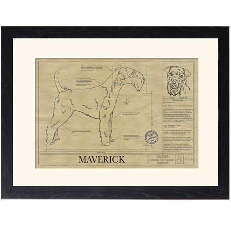 Personalized Framed Dog Breed Architectural Renderings -Lakeland Terrier