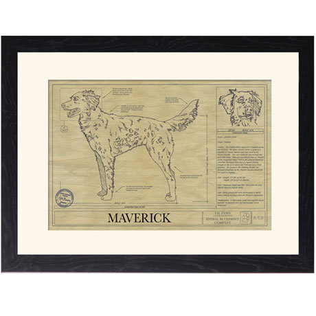 Personalized Framed Dog Breed Architectural Renderings -Llewellin Setter