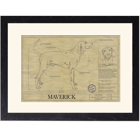 Personalized Framed Dog Breed Architectural Renderings -Redbone Coonhound