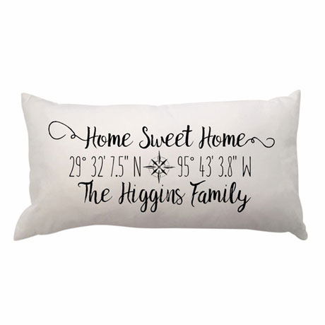 Product image for Personalized Home Sweet Home Lat/Long Pillow
