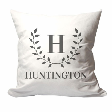 Personalized Laurel Leaves Family Name Pillow