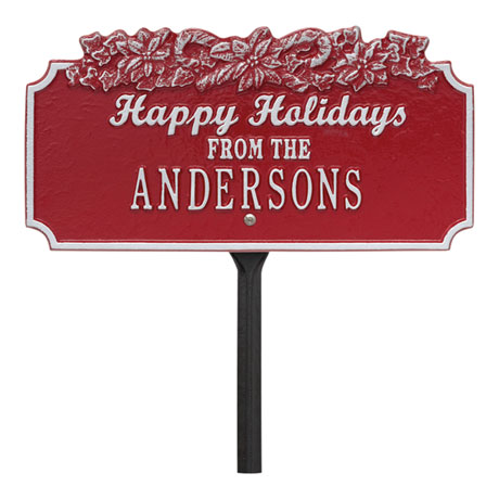 Product image for Personalized 'Happy Holidays' Candy Cane Lawn Plaque