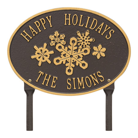 Personalized Oval Snowflake Lawn Plaque