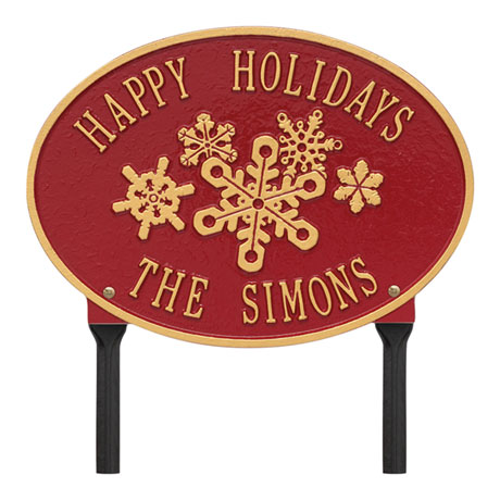 Product image for Personalized Oval Snowflake Lawn Plaque