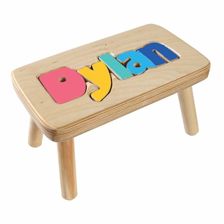 Product image for Personalized Children's Wooden Puzzle Stool - 6-8 Letters
