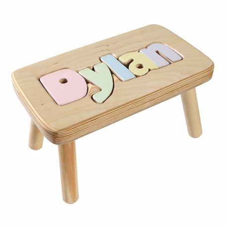 Product image for Personalized Children's Wooden Puzzle Stool - 6-8 Letters