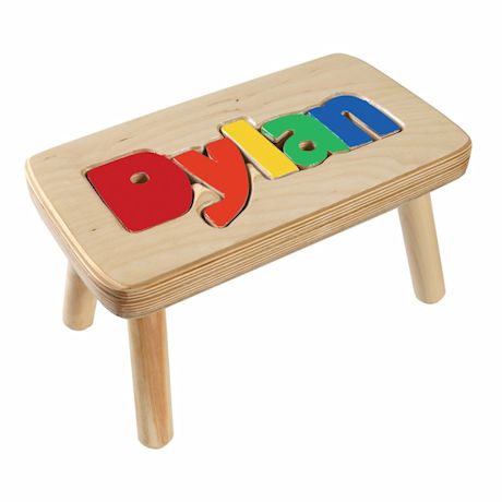 Product image for Personalized Children's Wooden Puzzle Stool - 9-12 Letters