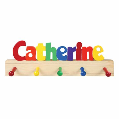 Product image for Personalized Children's Wooden Coat Rack - 7-12 Letters
