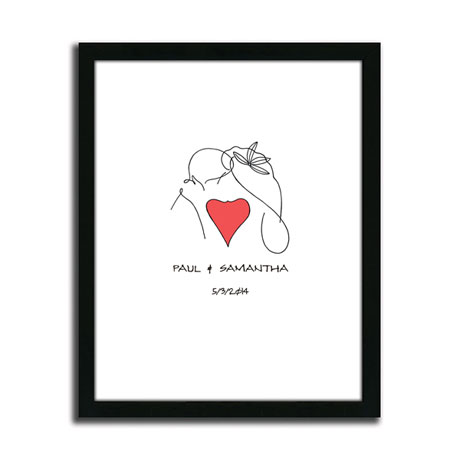 Personalized Framed Couples Line Drawing