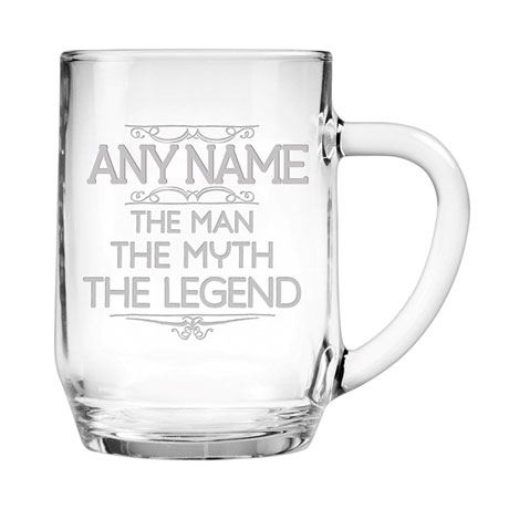 Personalized 'Man, Myth, Legend' Large Glass Mug