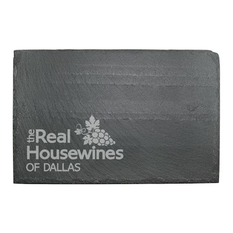 Product image for Personalized 'Real Housewines' Stemless Wine Glasses and Slate Cheese Board Set