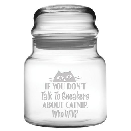 Personalized Catnip Treat Glass Jar