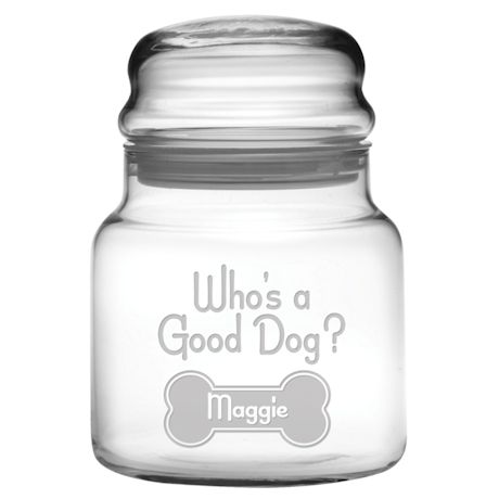 Personalized "Who's a Good Dog?" Glass Treat Jar