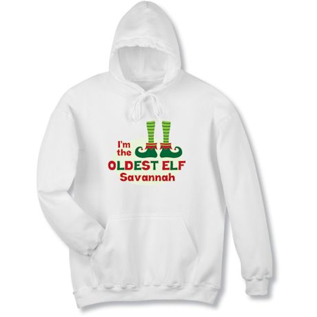 Product image for Personalized 'Oldest Elf' Shirt