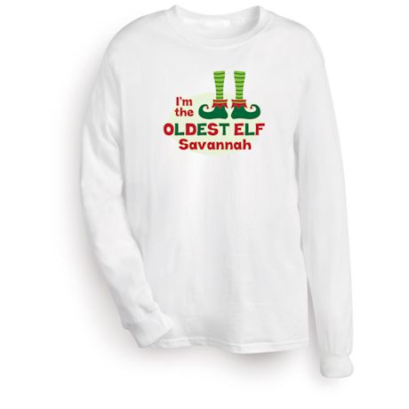 Product image for Personalized 'Oldest Elf' Shirt